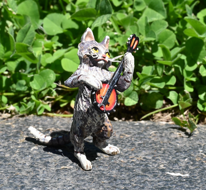 Fritz Bergmann  Austrian Vienna Cold  Painted Bronze Musical Cat Playing Banjo2