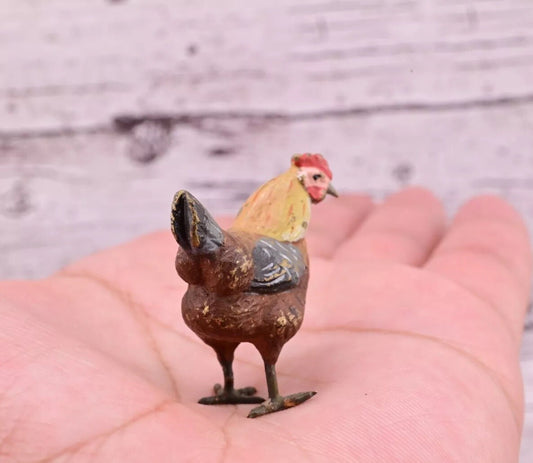 Beautiful Antique Austrian Vienna Cold Painted Bronze Figure of Miniature Hen1