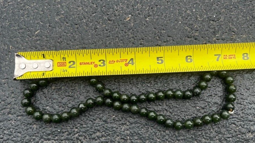 Beautiful Antique / Vintage Spinach Natural Green Jade Beaded Necklace15