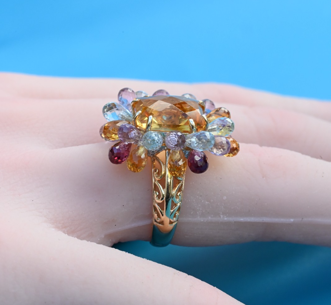 Designer VICTORIA WIECK 14K Yellow Gold & Faceted Multi Gemstone Ring4