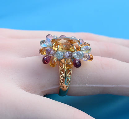 Designer VICTORIA WIECK 14K Yellow Gold & Faceted Multi Gemstone Ring4