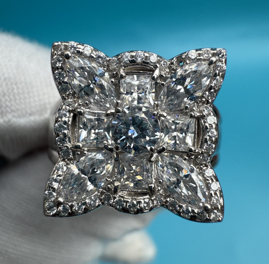 Lovely Vintage Ritani Silver Ring CZ Square Sterling0