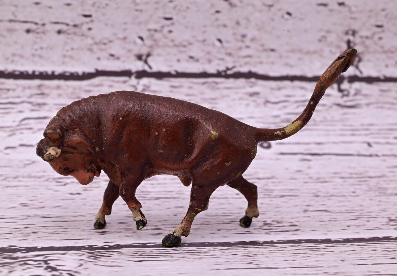 Beautiful Antique Austrian Vienna Cold Painted Bronze Figure of Fierce Bull0