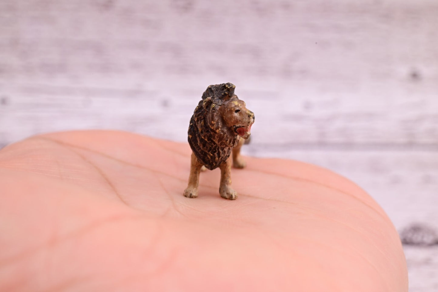 Super Tiny Antique Austrian Vienna Cold Painted Bronze Figure Standing Lion2