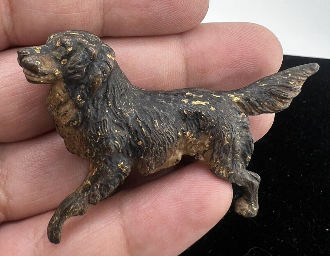 Antique Early 1900s Austrian Vienna Cold Painted Solid Bronze Black Labrador Dog4