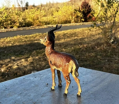 Antique Austrian Vienna Cold Painted Bronze Figure of Antelope4