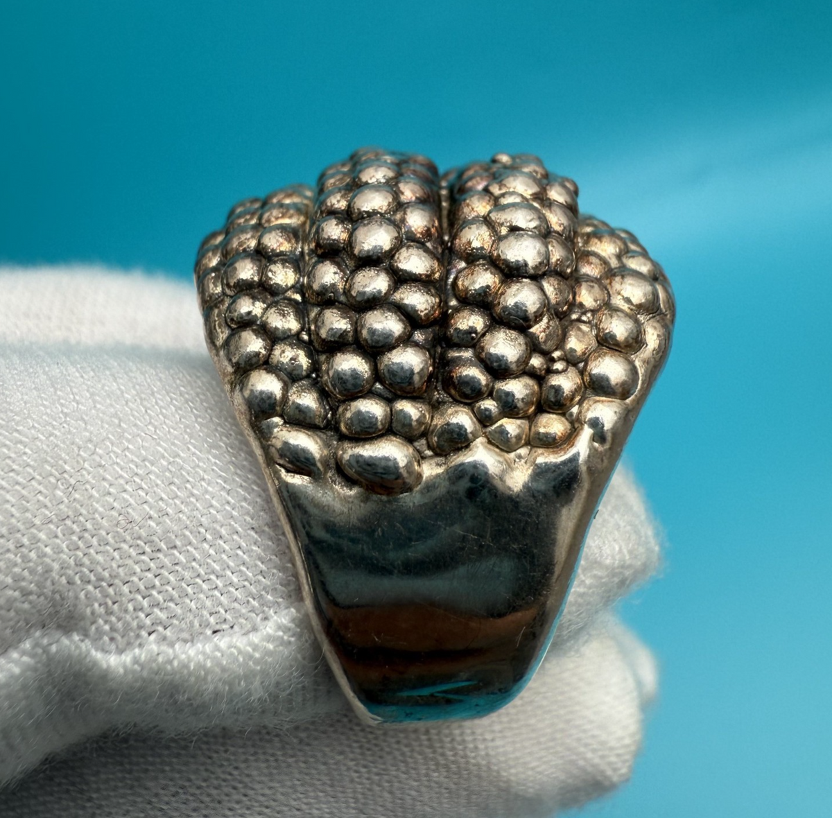 Vintage Textured Weighted Sterling Silver Ring Stamped Israel2