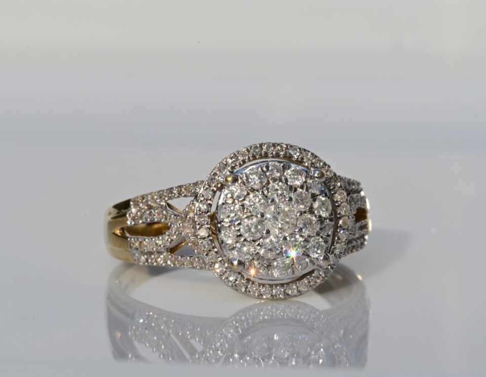 14k Yellow & White Gold Cluster Diamond Ring 1 Cttw IGI Certified1