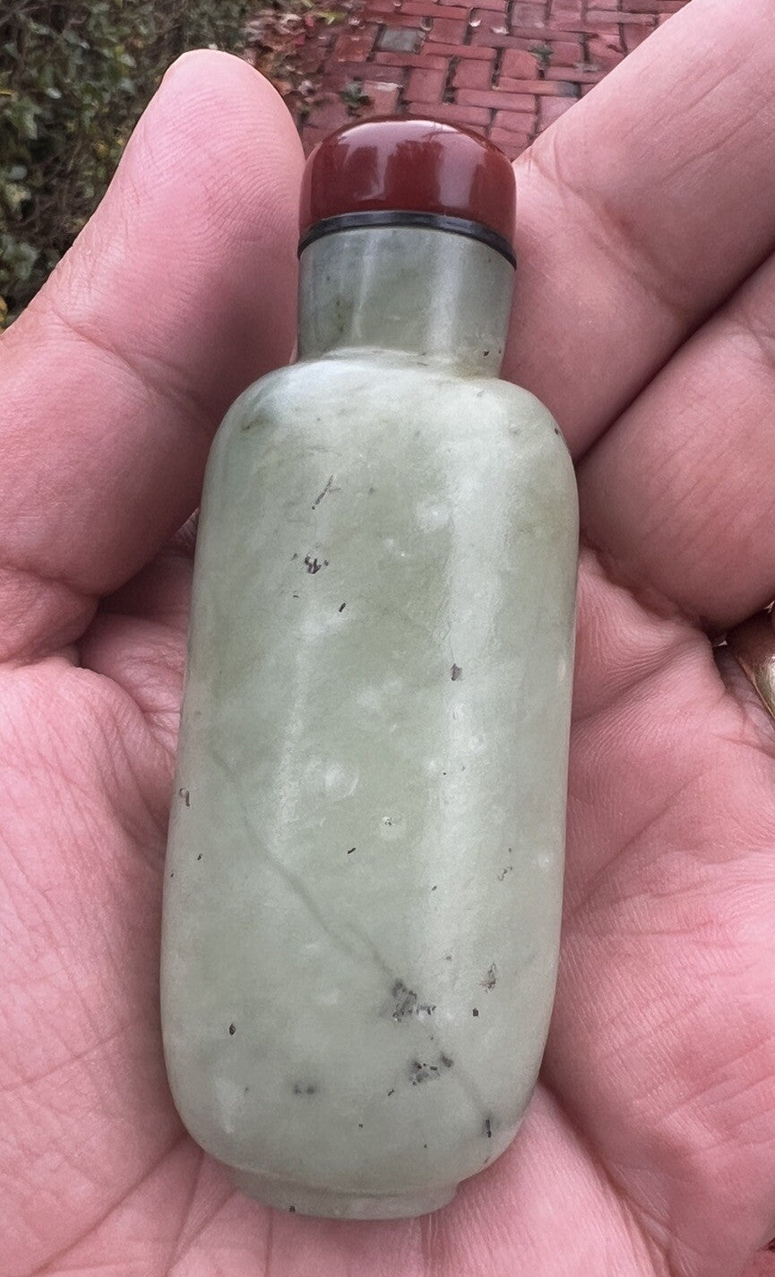 Elegant Antique / Vintage Chinese Hand Carved Natural Jade Snuff Bottle7