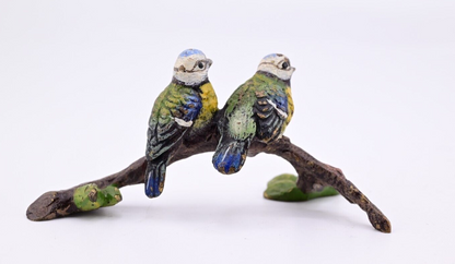 Antique Austrian Vienna Cold Painted Bronze Figure Eurasian Blue Tit Birds5