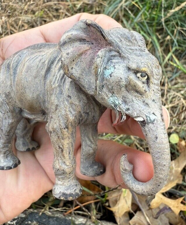 Highly Detailed Antique Austrian Vienna Cold Painted Bronze Figure of Elephant8