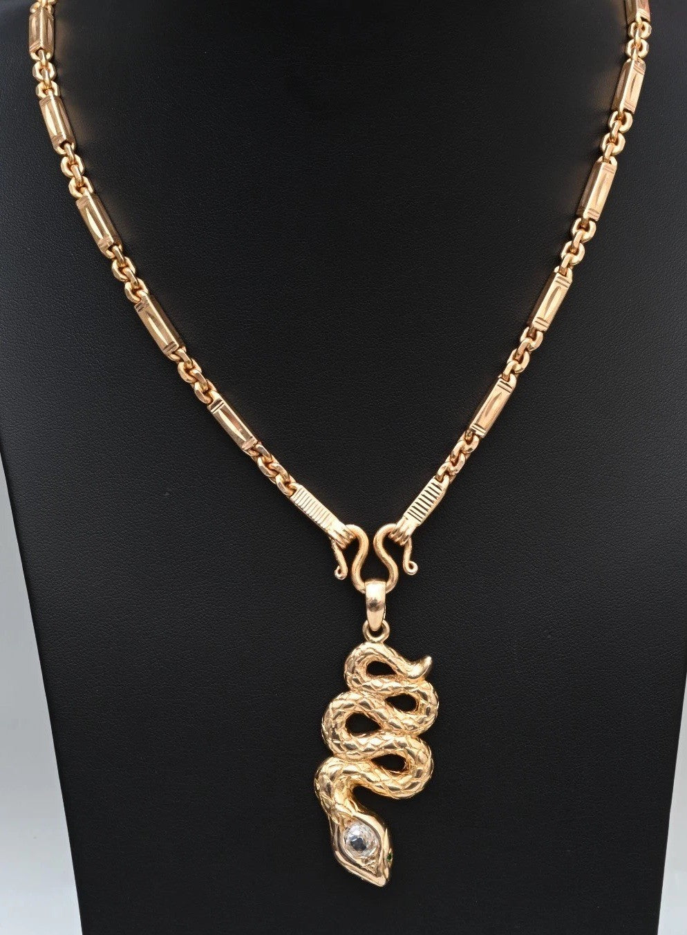 Genuine Antique Victorian 18K Yellow Gold Snake Amulet Necklace GIA Certified4