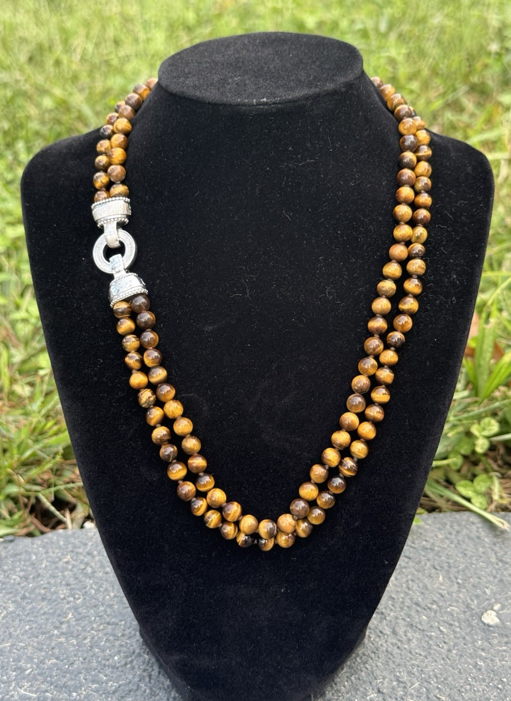 Vintage Designer Judith Ripka Sterling Silver & Multi Stran Tigers Eye Necklace3
