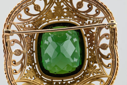 Antique 19th C. Victorian Heirloom Pendant / Brooch with Huge Tourmaline in Gold10