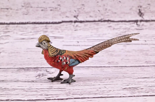 Antique Austrian Vienna Cold Painted Bronze Figure of Miniature Golden Pheasant0