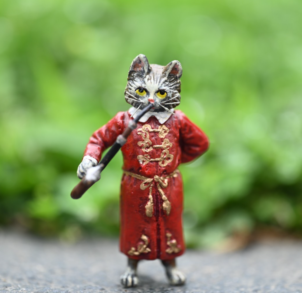 Fritz Bermann Austrian Vienna Cold Painted Bronze of Gentleman Cat Smoking0