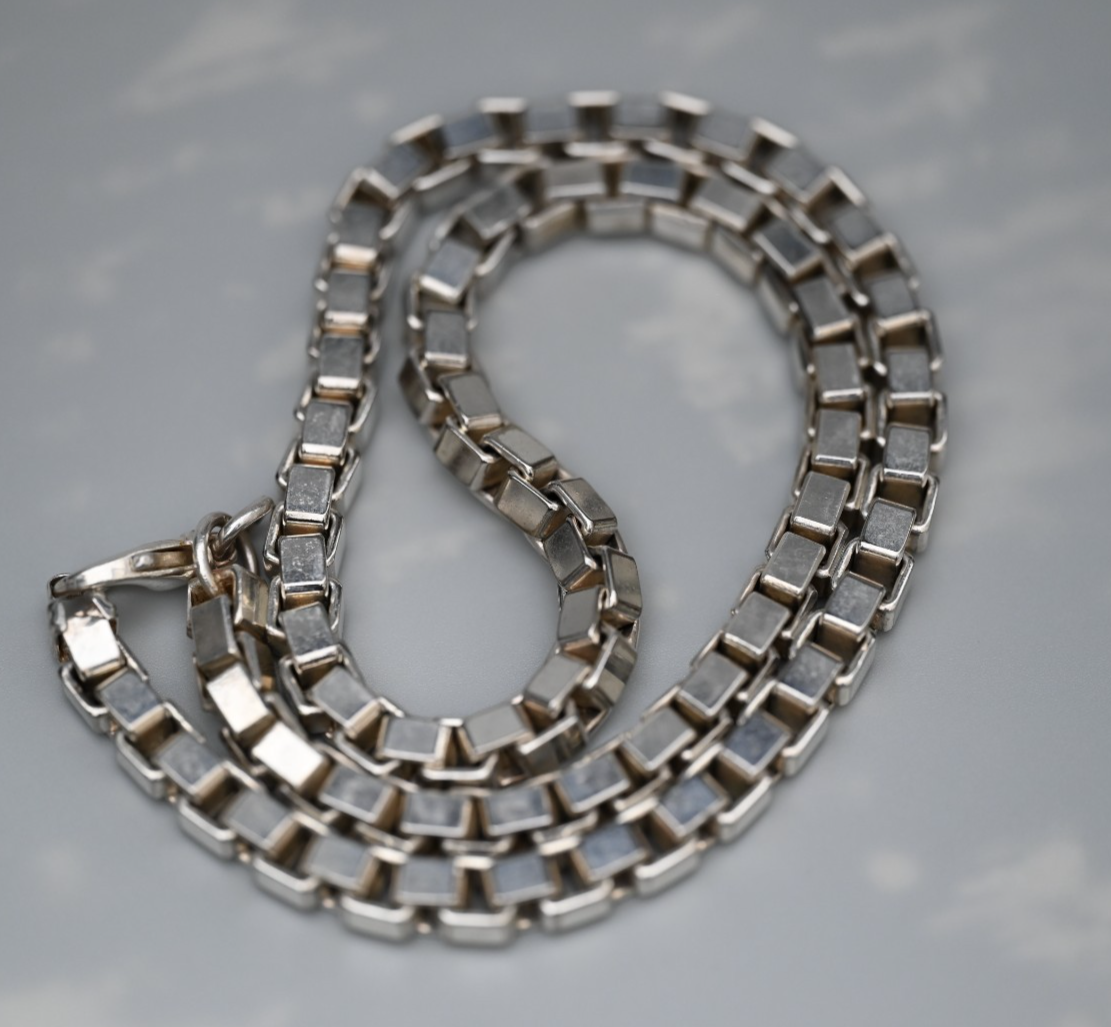Heavy Unisex Italian Sterling Silver 22" L  7 mm Box / Rolo Link Chain Necklace5