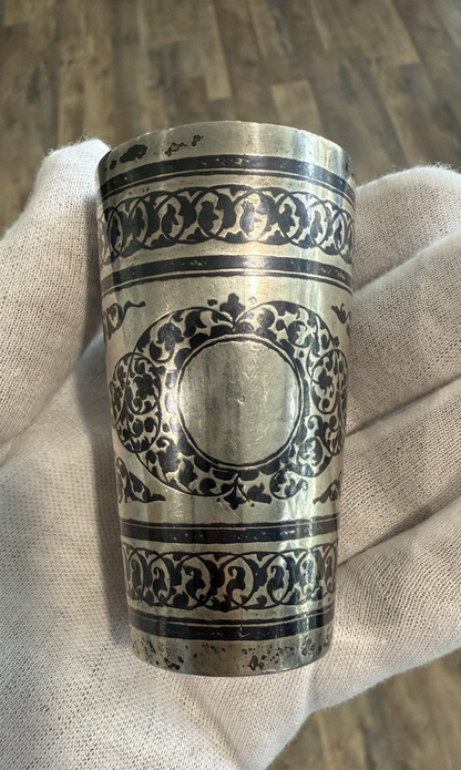 Antique or Vintage European Silver Niello Cup or Beaker with Early Hallmarks0