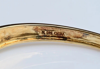 Gold Toned Sterling Silver Bangle Cuff Bracelet with Blue Oval Turquoise Gem4