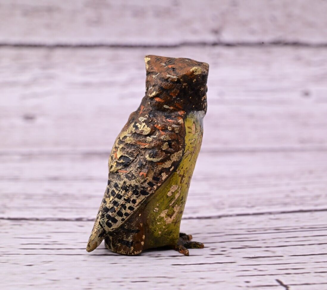 High Quality Antique Austrian Vienna Cold Painted Bronze Figure of Owl6