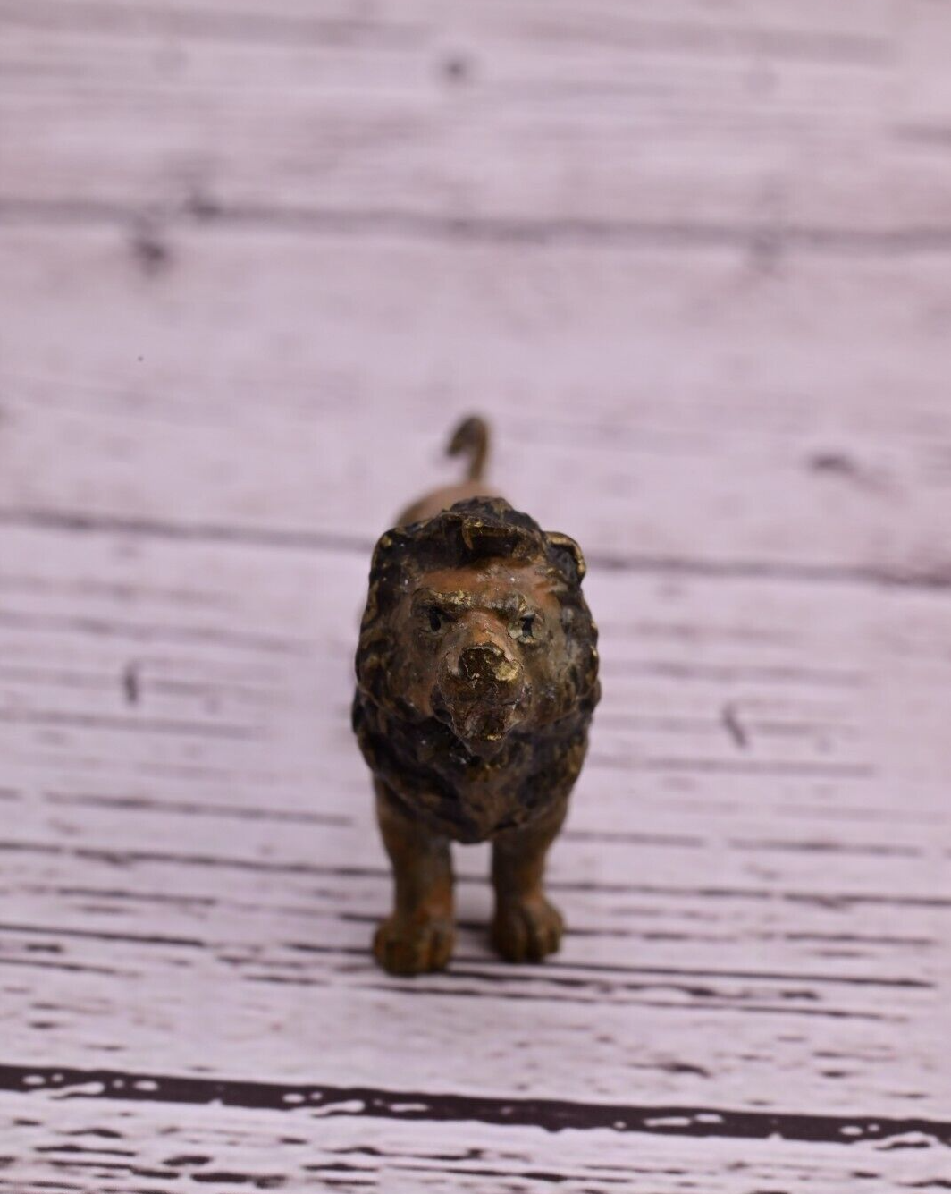 Original 1900s Detailed Antique Austrian Vienna Cold Painted Bronze of Lion4