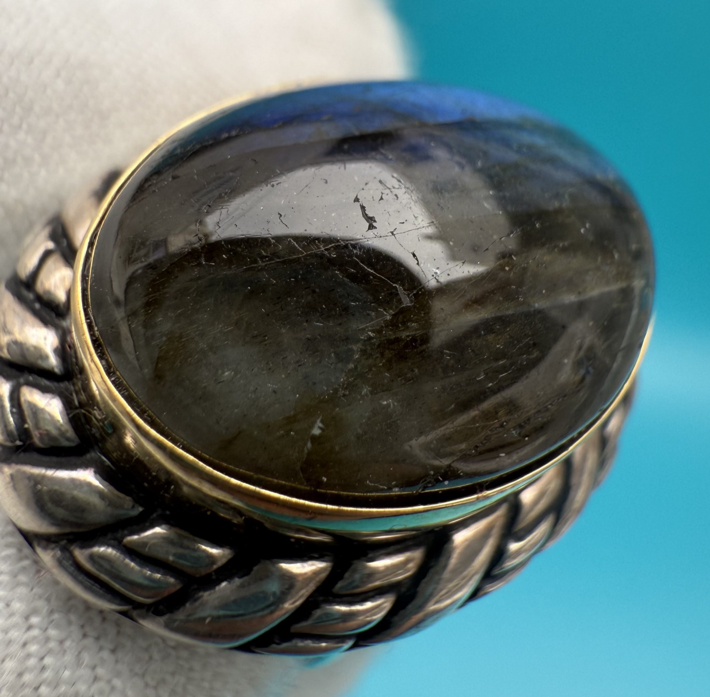 Carolyn Pollack/Relios Sterling Silver & 18k Gold Bezel Set Ring w/ Labradorite5