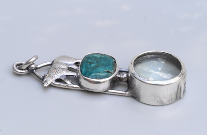 Vintage Signed Sterling Silver & Southwest Style Jewelers Loupe with Bear4