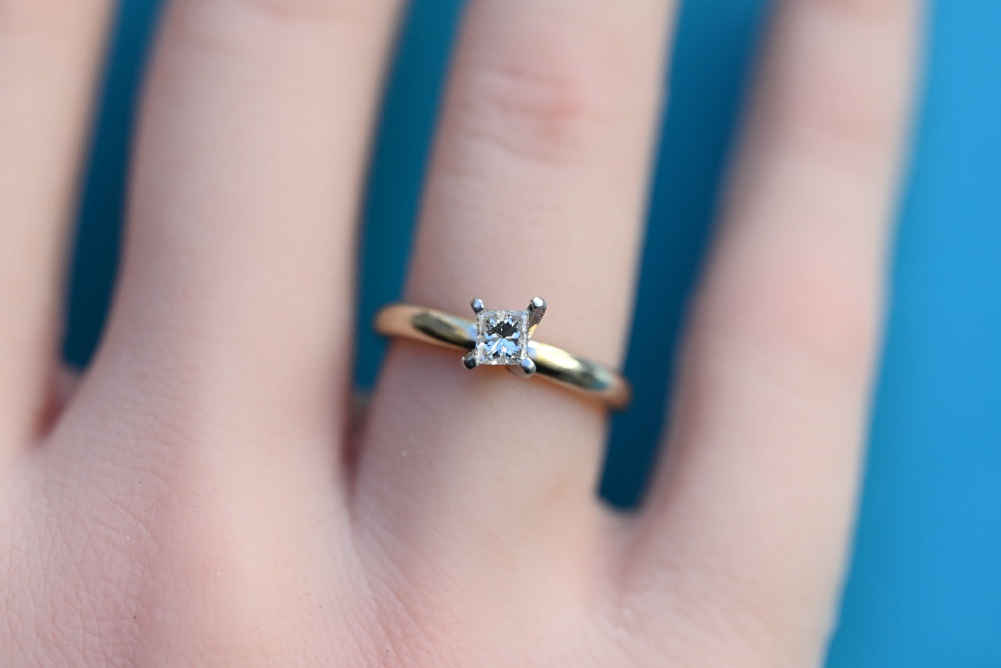 14K White Gold & Platinum  Princess Cut Diamond Solitaire Ring by Gordons5