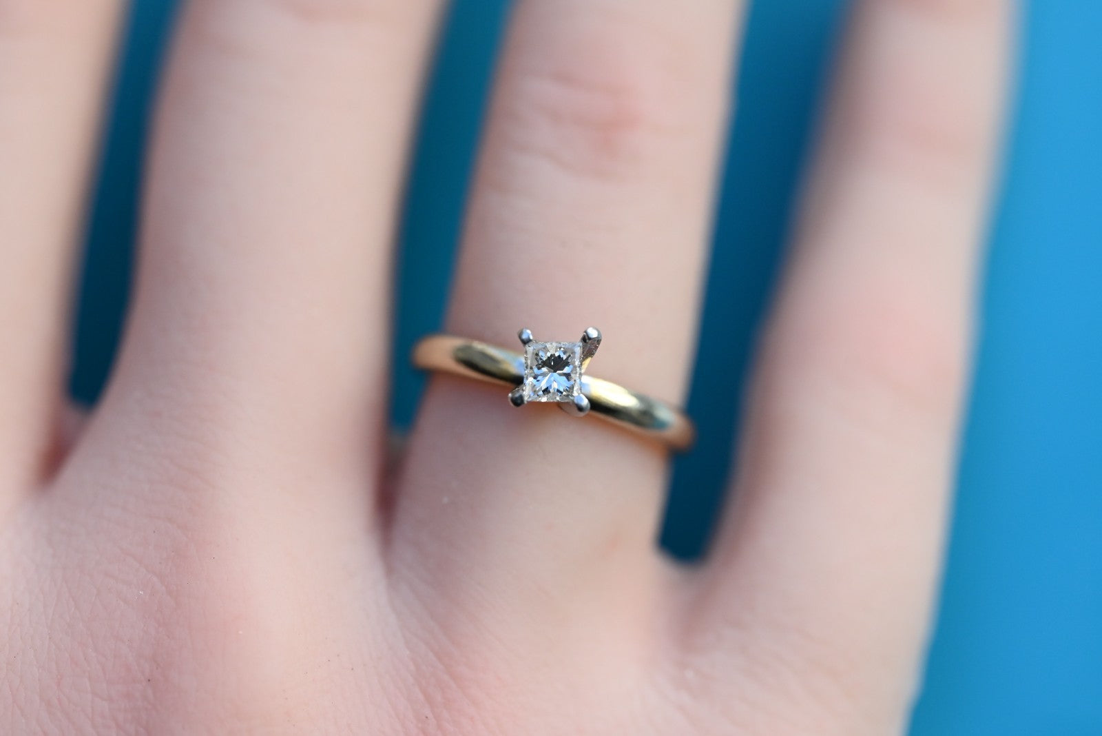 14K White Gold & Platinum  Princess Cut Diamond Solitaire Ring by Gordons5