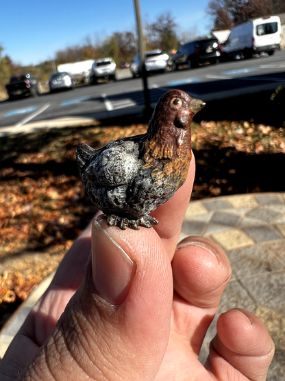 Beautiful Antique Austrian Vienna Cold Painted Bronze Figure of Small Farm Hen4