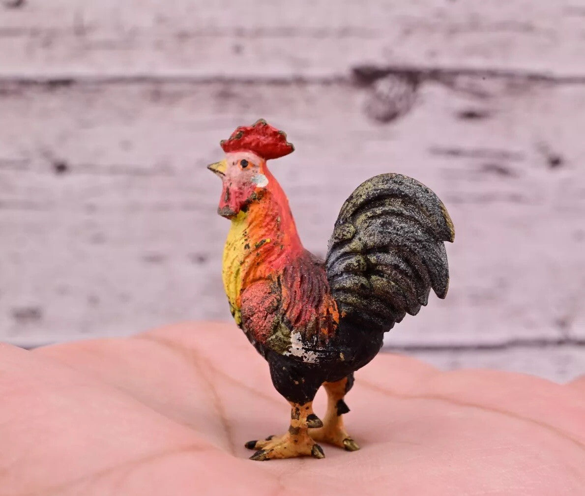 Stunning Antique Austrian Vienna Cold Painted Bronze of Little Rooster2