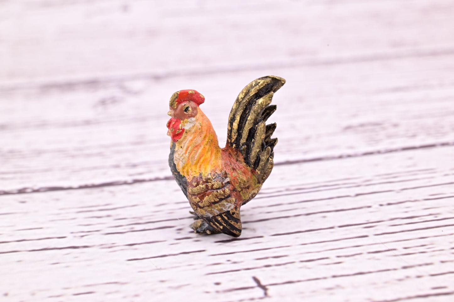 Amazing Antique Austrian Vienna Cold Painted Bronze Figure of Miniature Rooster10