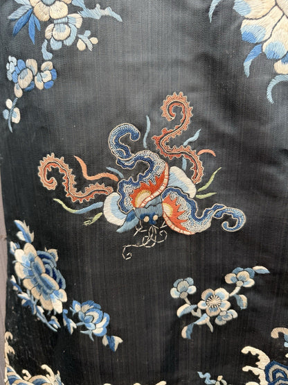 Early Antique Qing Dynasty Chinese Silk Embroidery Robe Butterflies & Flowers18