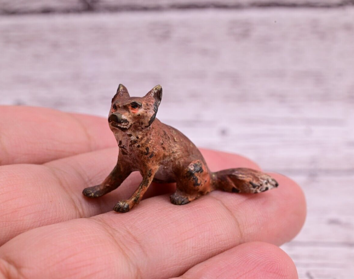 Life-Like Old Antique Austrian Vienna Bronze Figure of Sitting Fox5