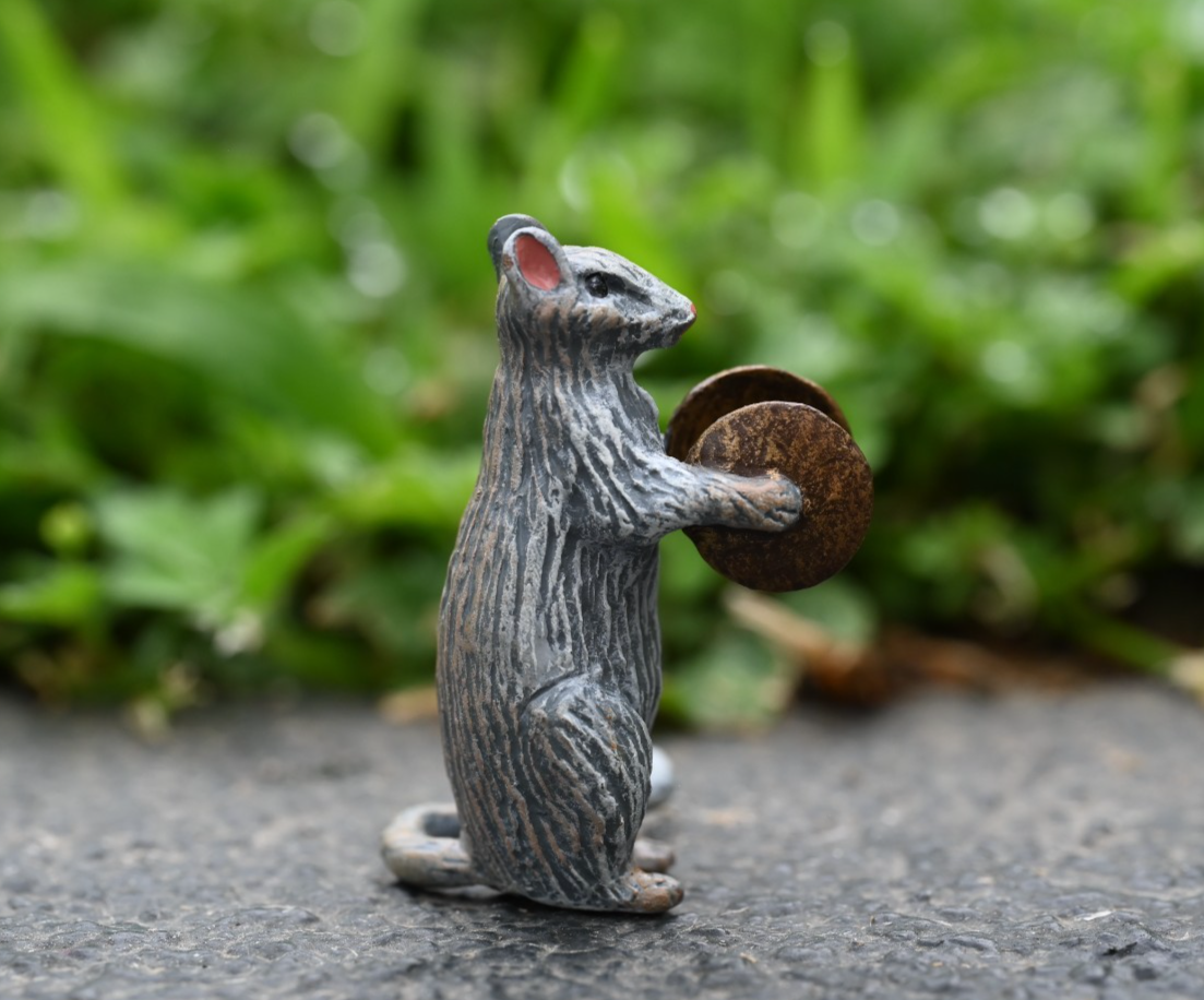 Fritz Bermann Austrian Vienna Cold Painted Bronze Mouse / Rat Playing the Cymbal1