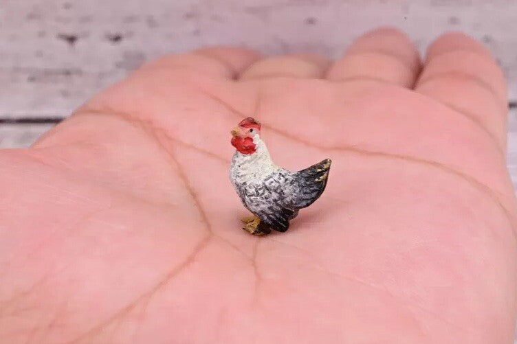 Antique Austrian Vienna Cold Painted Bronze Figure of Gray White Hen3