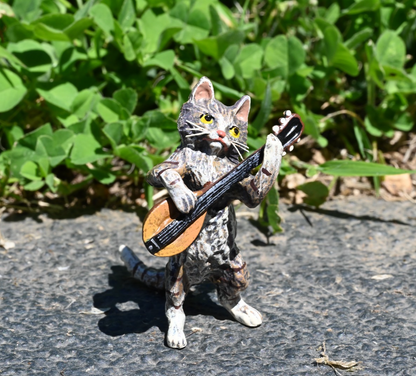 Fritz Bergmann  Austrian Vienna Cold  Painted Bronze Musical Cat with Mandolin0