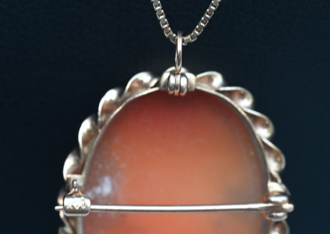 Wonderful Antique 1900s Carved Cameo Brooch Pin / Pendant in 14K Yellow Gold5