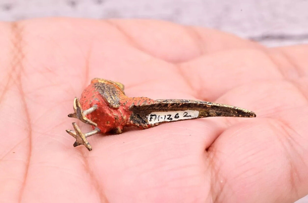 Gorgeous Antique Austrian Vienna Cold Painted Bronze Figure of Little Pheasant11