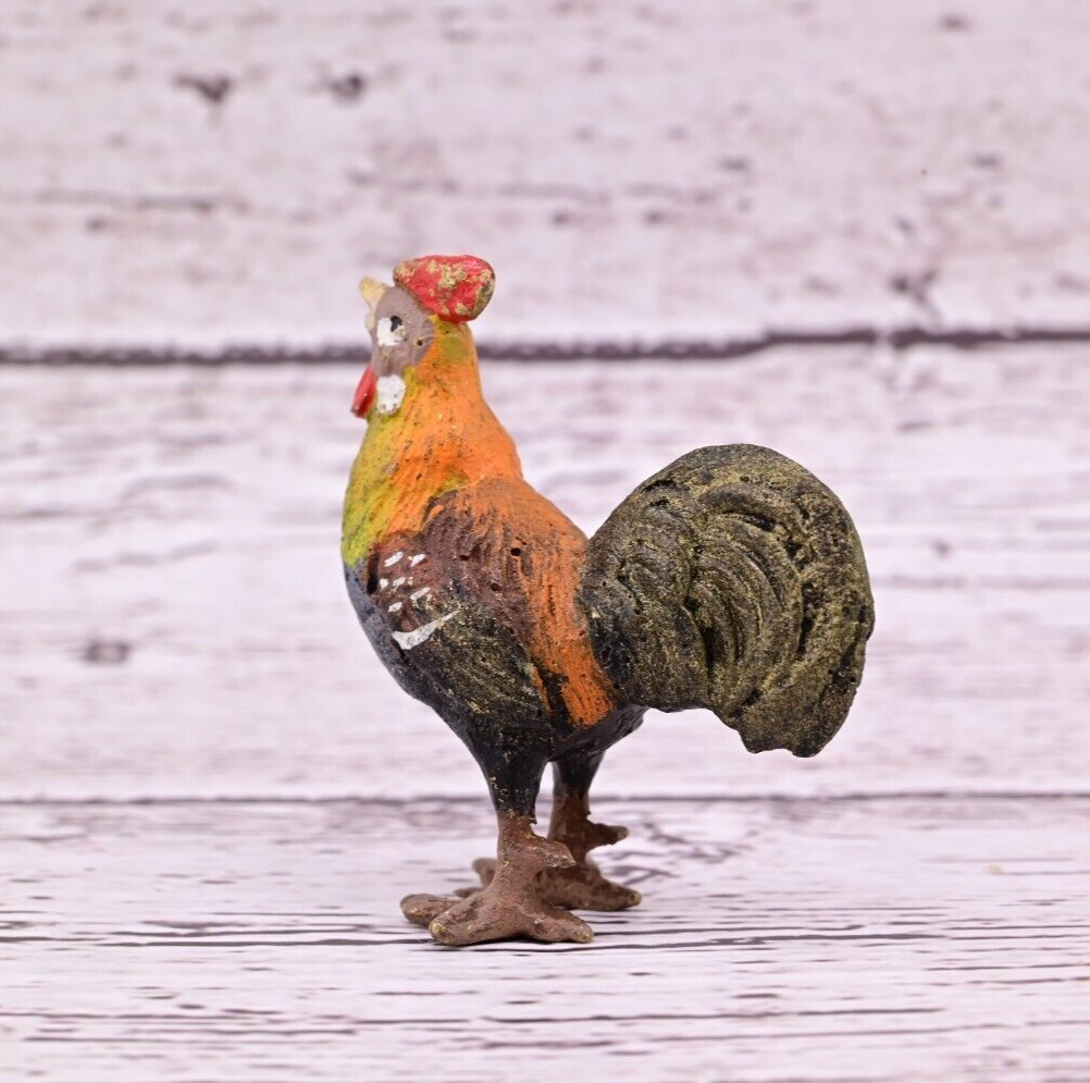 Gorgeous Antique Austrian Vienna Cold Painted Bronze Figure of Rooster11