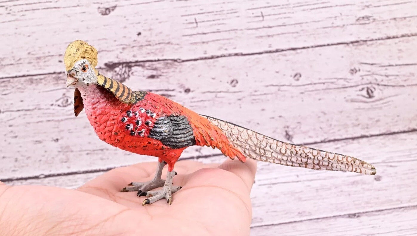 Attractive Antique Austrian Vienna Cold Painted Bronze Figure of Golden Pheasant7