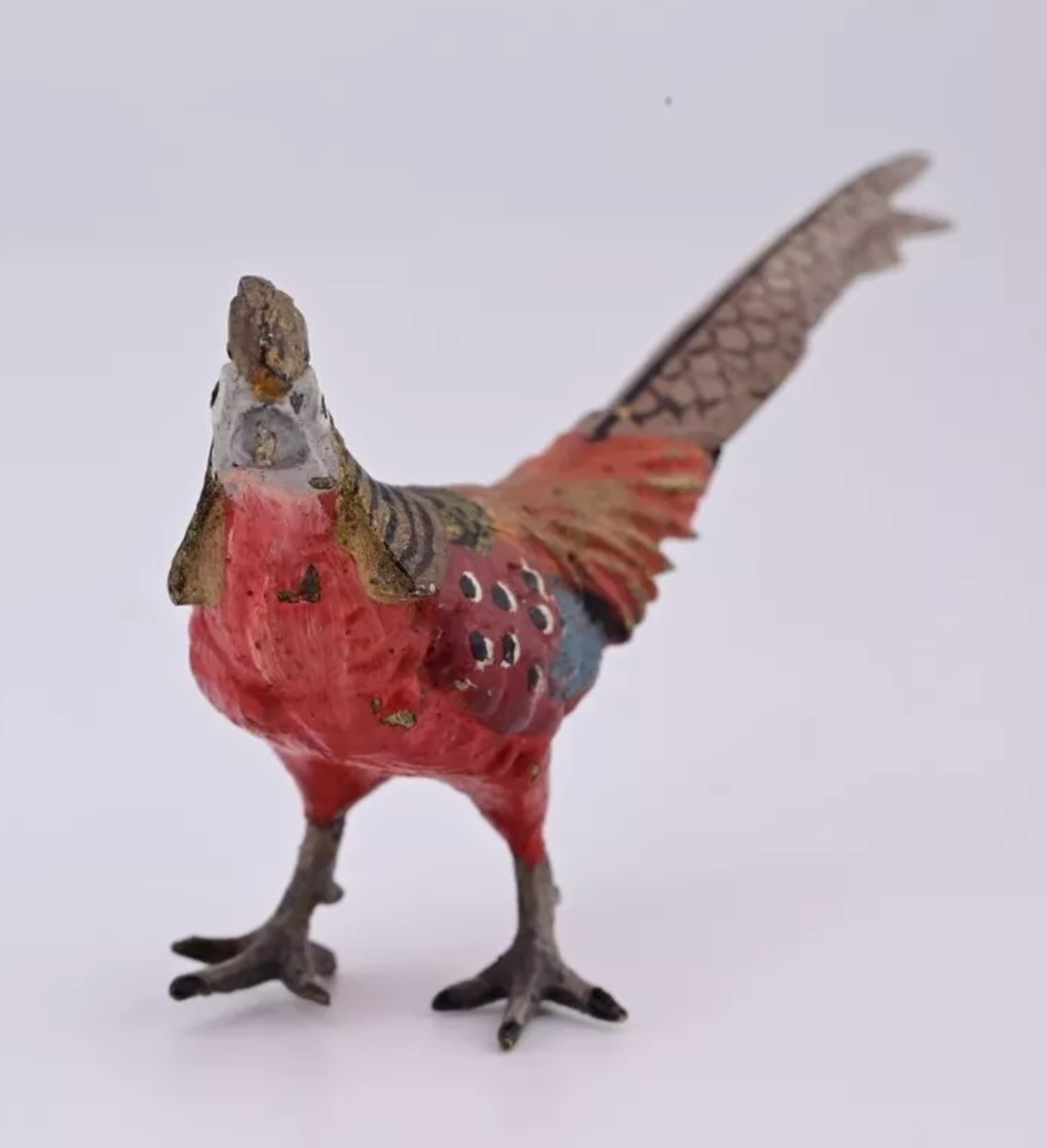Miniature Antique Austrian Vienna Cold Painted Bronze Figure of Golden Pheasant2