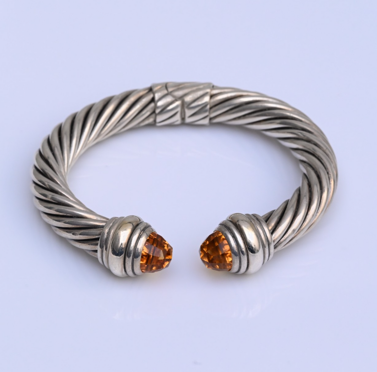 Classic David Yurman Sterling Silver Cable Bracelet with 14k Gold & Citrine Gems4