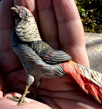 Antique Austrian Vienna Cold Painted Bronze Figure of Amherst Pheasant15