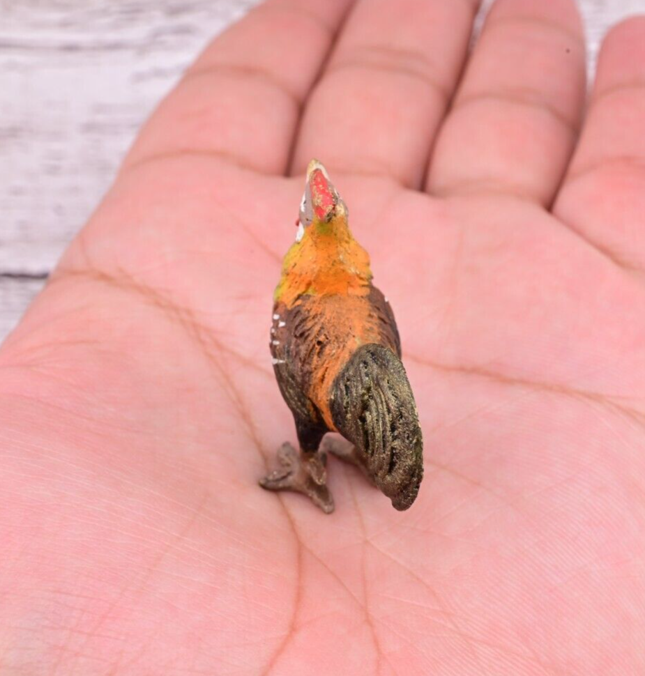 Gorgeous Antique Austrian Vienna Cold Painted Bronze Figure of Rooster6