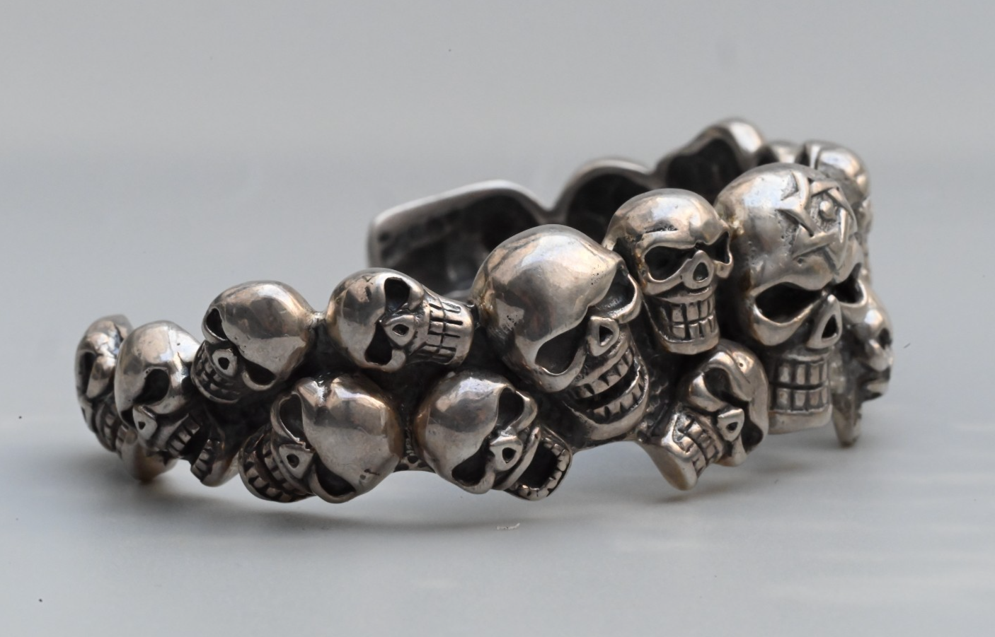 Fantastic Sterling Silver Cuff Bracelet with Skull Design13