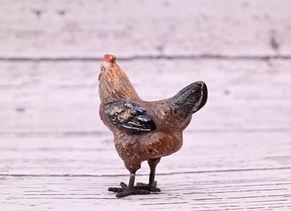 Wonderful Antique Austrian Vienna Cold Painted Bronze Figure of Brown Hen6