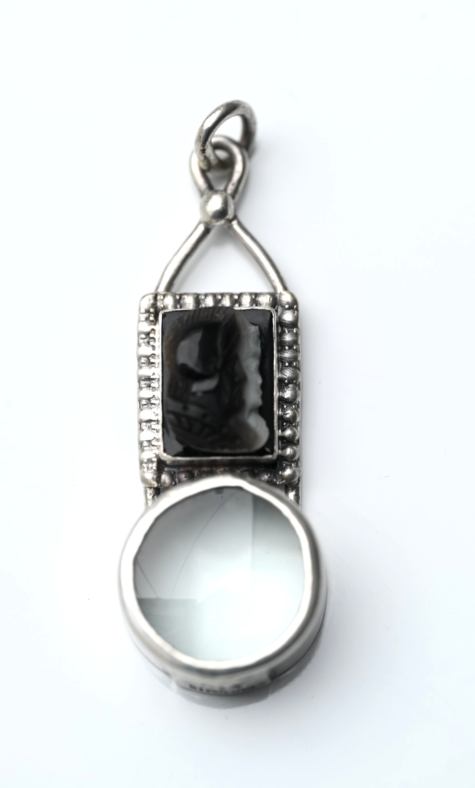 Sterling Silver Southwestern Jewelers Loupe with Black Onyx Roman Intaglio0