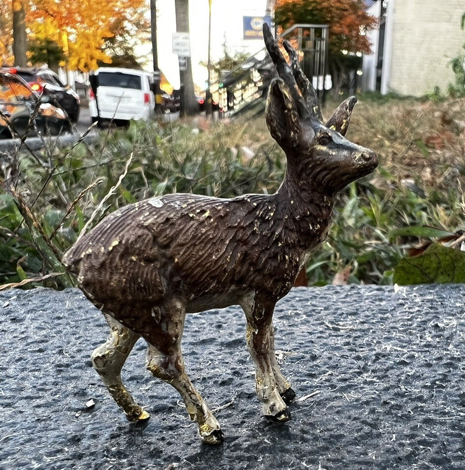 Antique Austrian Vienna Cold Painted Bronze Figure of Antelope / Stag4