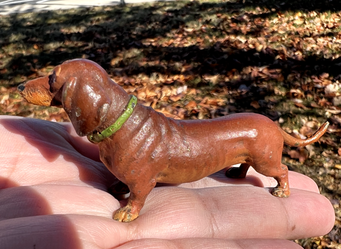 Gorgeous Antique Austrian Vienna Cold Painted Bronze Figure of  Dachshund Dog6